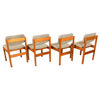 Mid Century Modern Danish Jens Risom Set 4 Teak Dining Chairs 1960 Newly Re-upholstered