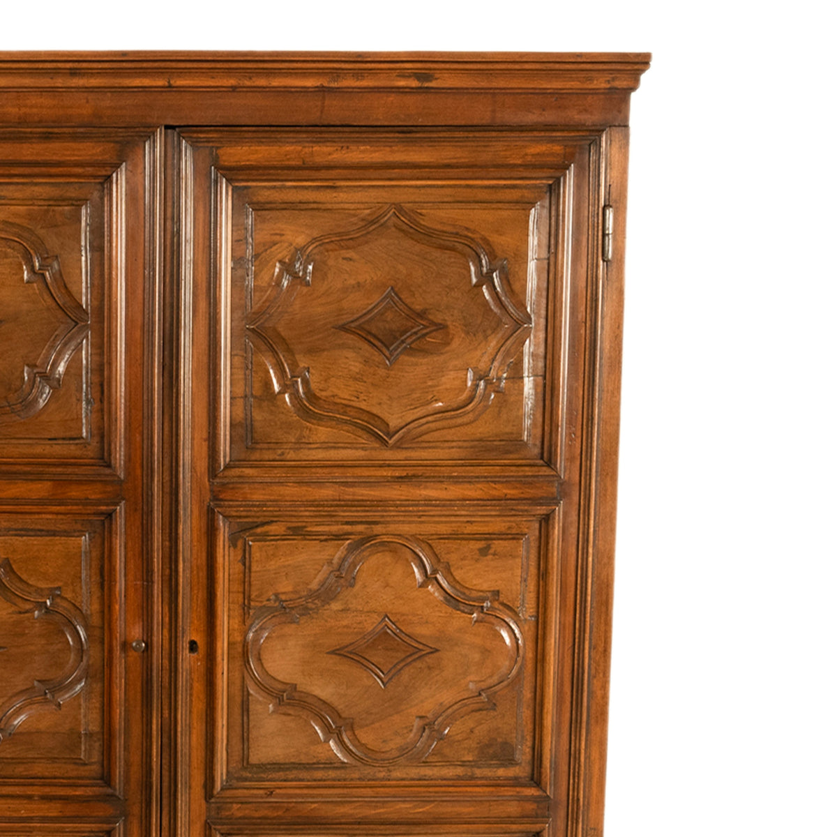 Antique 18th Century French Carved Walnut 2 Door Bonnetiere Armoire Cabinet 1780