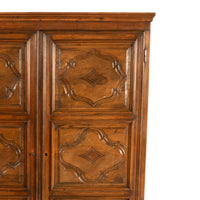 Antique 18th Century French Carved Walnut 2 Door Bonnetiere Armoire Cabinet 1780