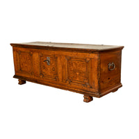 Antique German Baroque Inlaid Marquetry Dowry Chest Coffer Trunk Seat Bench 1700