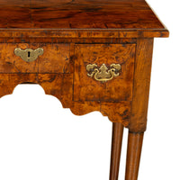 Antique Irish 18th Century Burl Walnut George I Lowboy Dressing Table Desk 1720