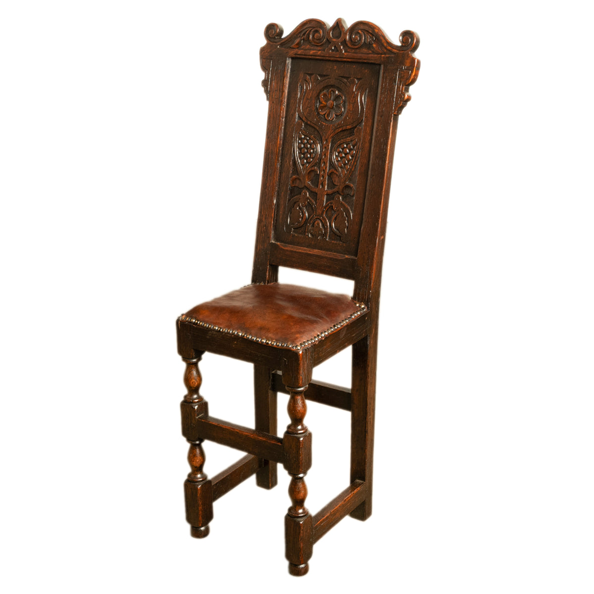 Antique 17th Century William & Mary Carved Oak Child's Wainscot Chair Yorks 1690