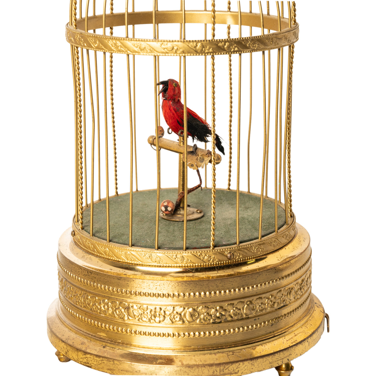 Antique German Singing Bird in a Cage Music Box Automaton by Karl Griesbaum 1930