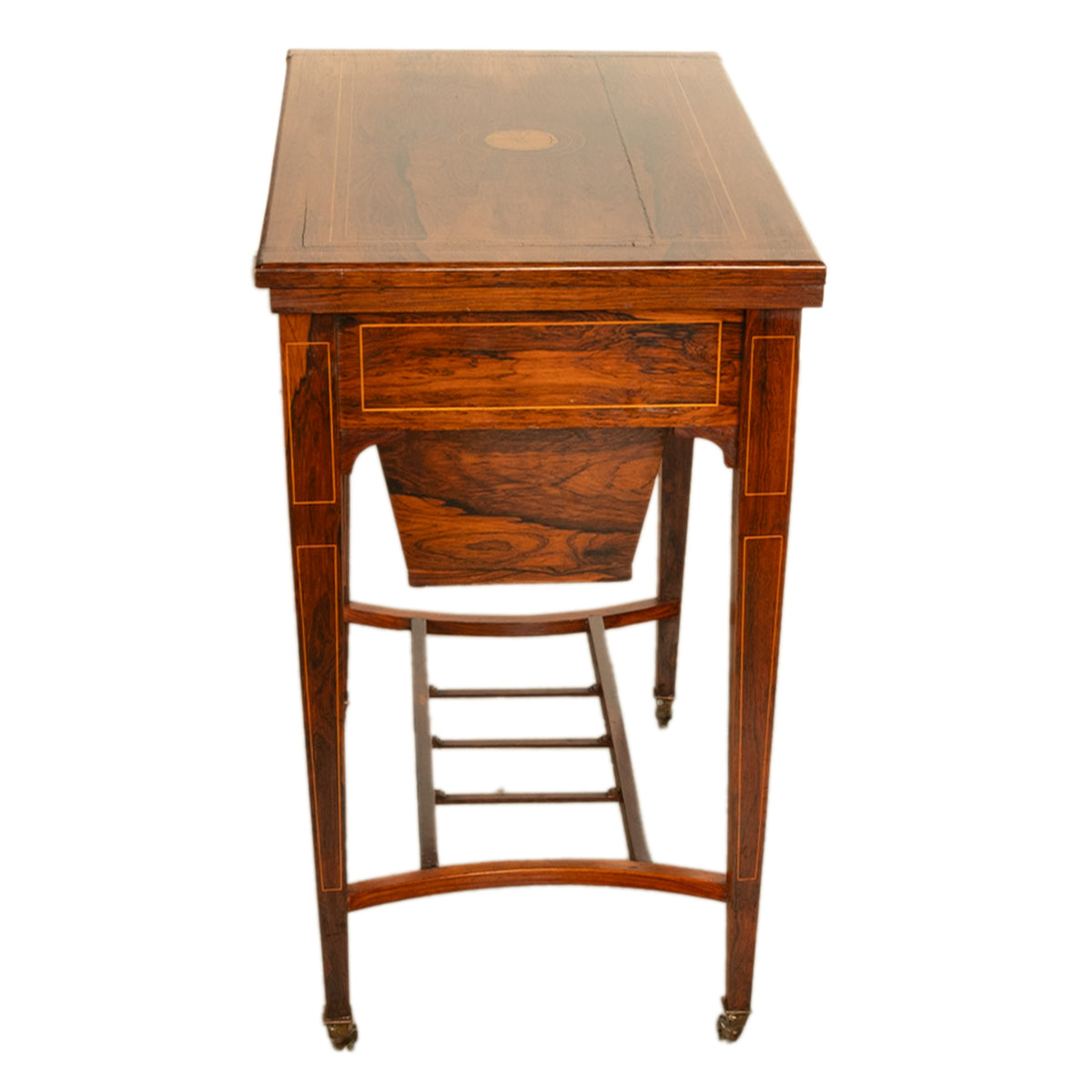 Antique Rosewood Regency Inlaid Chess Backgammon Cribbage Game Sewing Table 1890