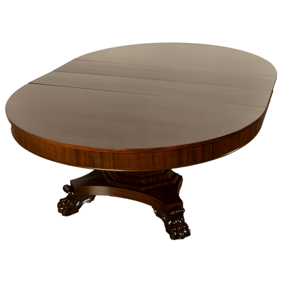Antique American Empire 60" Extending to 10' Mahogany Pedestal Dining Table 1830