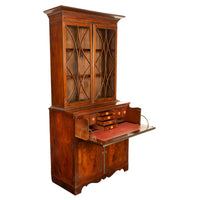 Antique Georgian Mahogany Bookcase Secretary Collectors Doctors Cabinet 1790