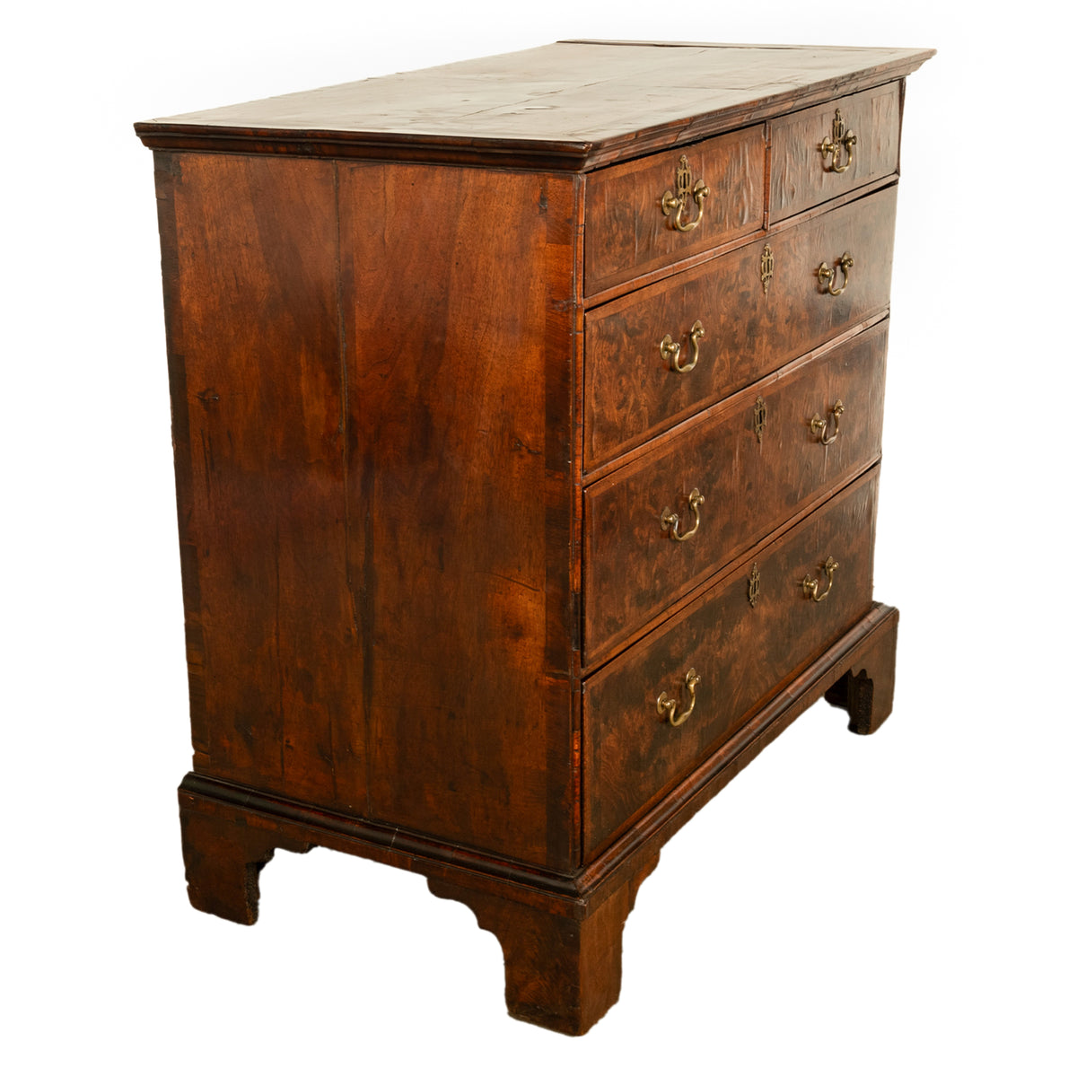 Antique 18th Century English George II Burl Elm Chest of Drawers Dresser 1750