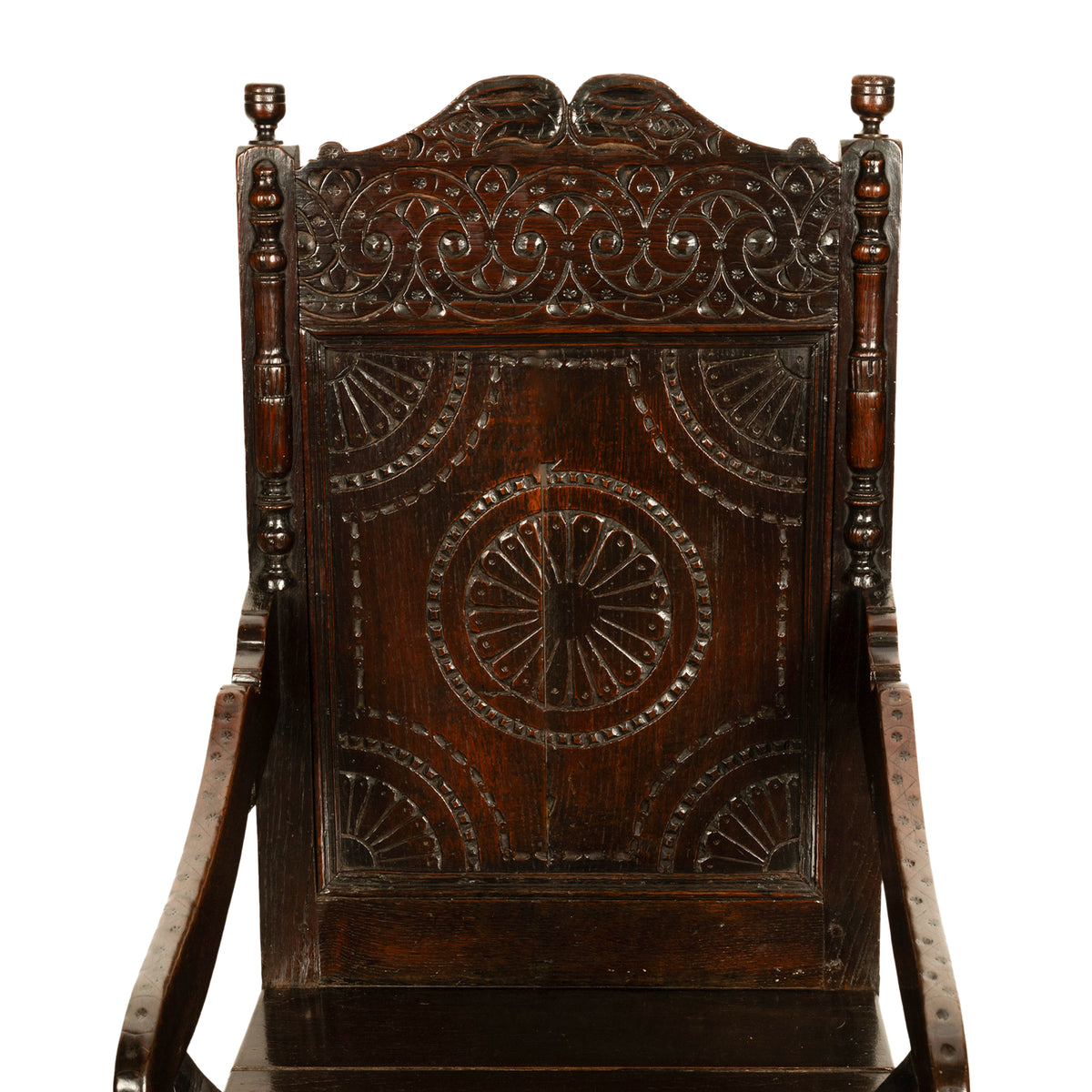 Antique 18th English Century Georgian Carved Oak Wainscot Chair Yorkshire 1720