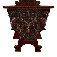 Antique Carved Italian Renaissance Revival Sgabello Chair Coat of Arms & Cherubs, 1870