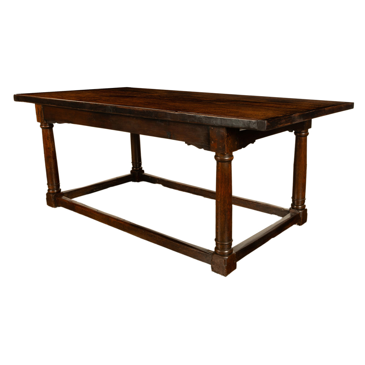 Antique 17th Century Charles I Jacobean 80" long Oak Refectory Dining Table 1630