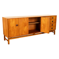 Original Danish Mid Century Modern Teak Credenza Sideboard Cabinet 6' Long 1960