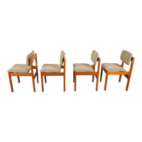 Mid Century Modern Danish Jens Risom Set 4 Teak Dining Chairs 1960 Newly Re-upholstered
