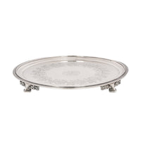 Antique Engraved Sterling Silver Tiffany & Co Footed Salver Tray New York 1870