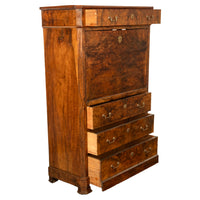 Antique French Charles X Classical Secrétaire à Abattant Desk Chest Walnut 1825