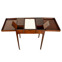 Antique Inlaid Mahogany Georgian Sheraton Folding Vanity Mirror Dressing Table