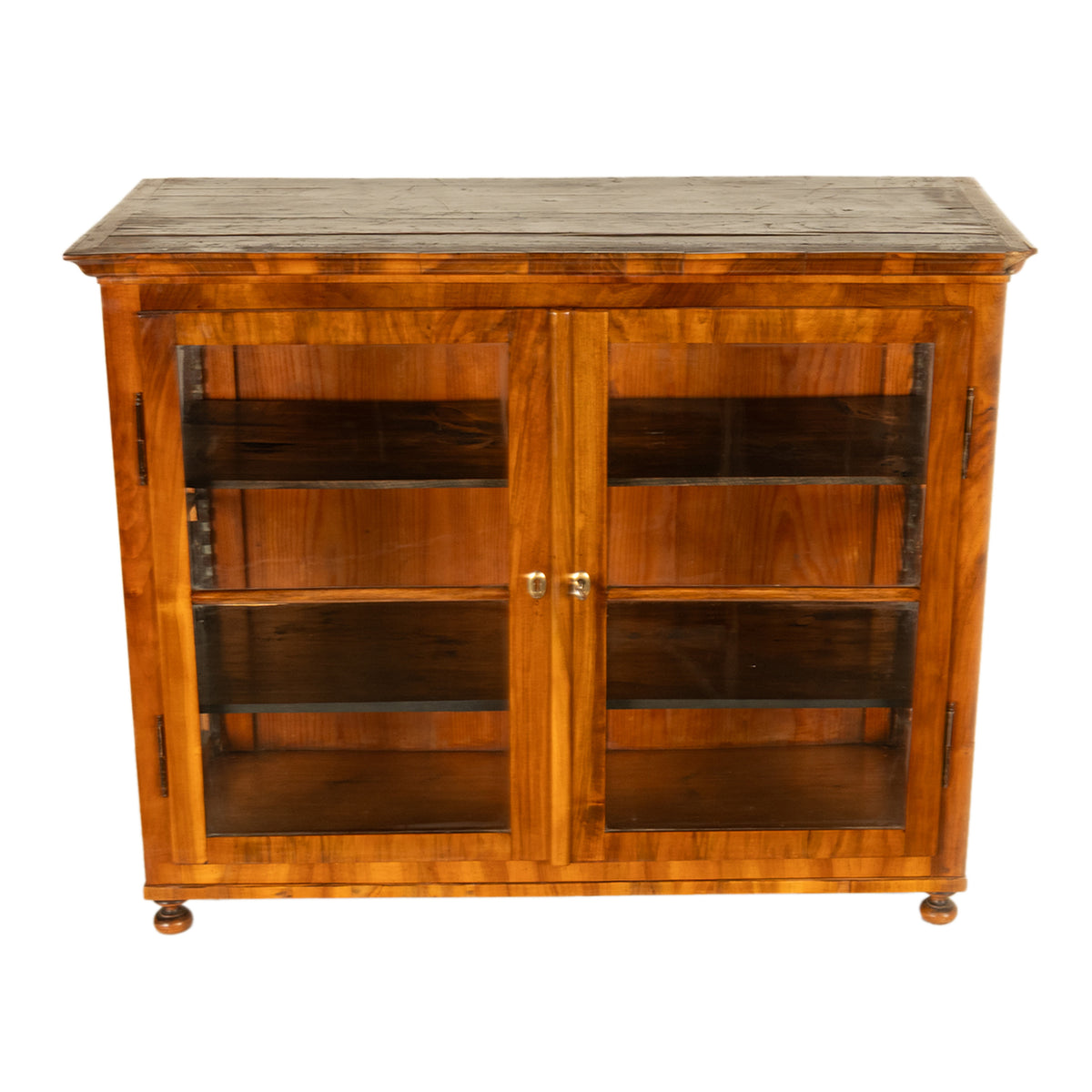 Antique Austrian Biedermeier Walnut Vitrine Table Top Display Collectors Cabinet