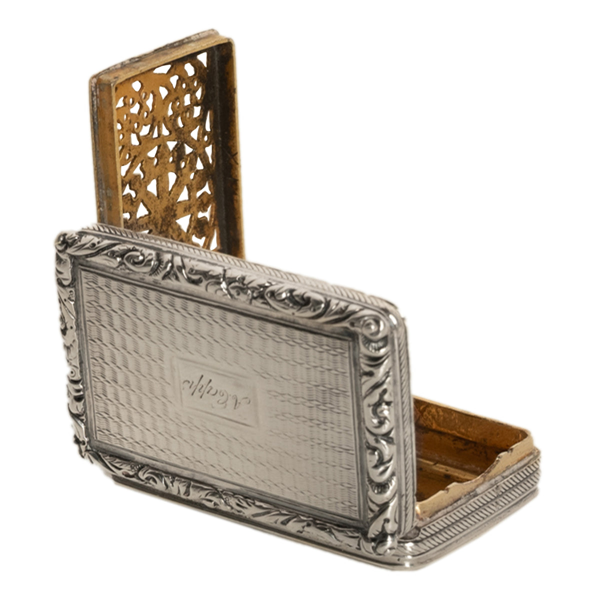 Antique Georgian Sterling Silver Gilt Vinaigrette Birmingham William Simpson, 1826