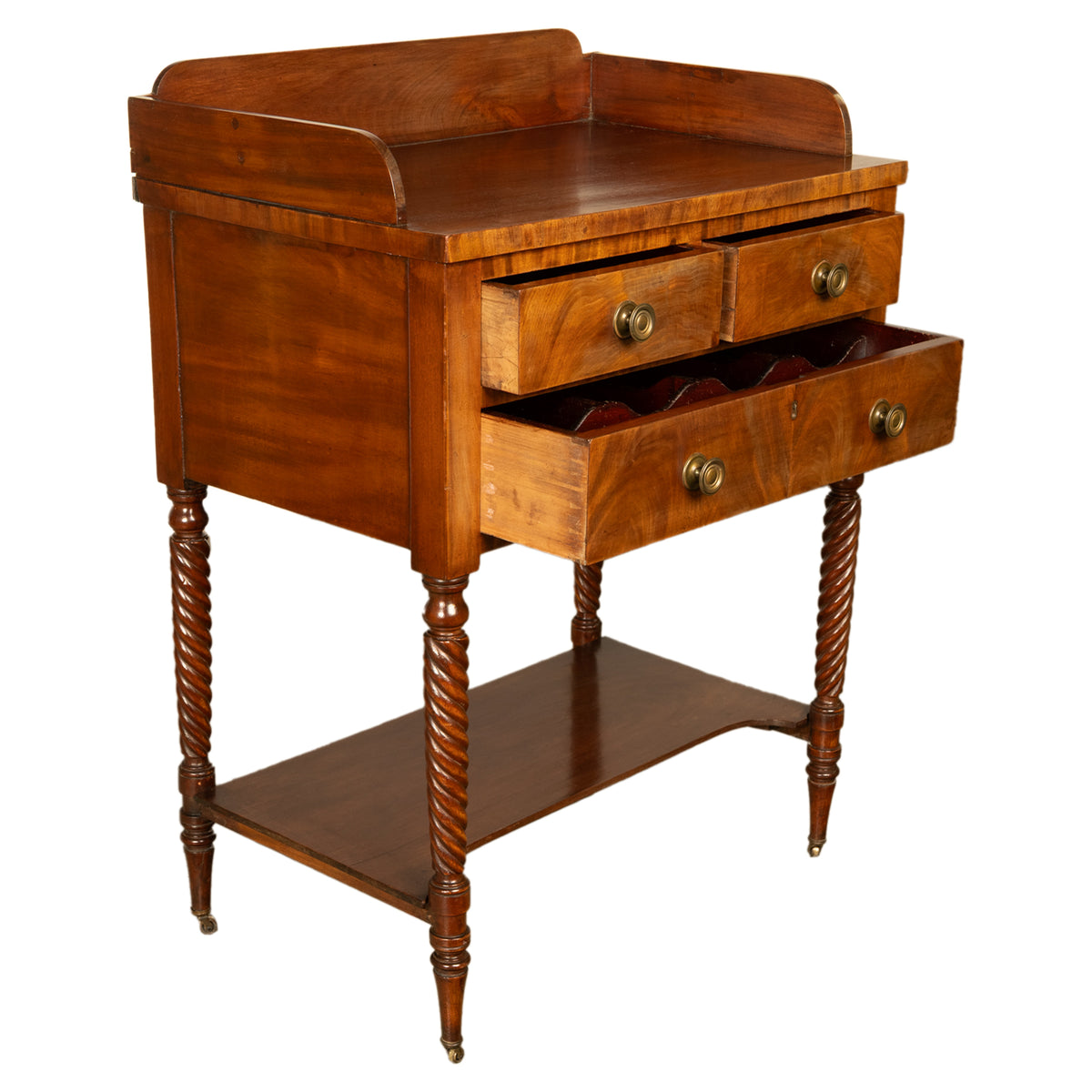 Antique American Federal Mahogany Sheraton 3 Drawer Server Chest New England, Circa 1810