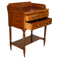 Antique American Federal Mahogany Sheraton 3 Drawer Server Chest New England, Circa 1810