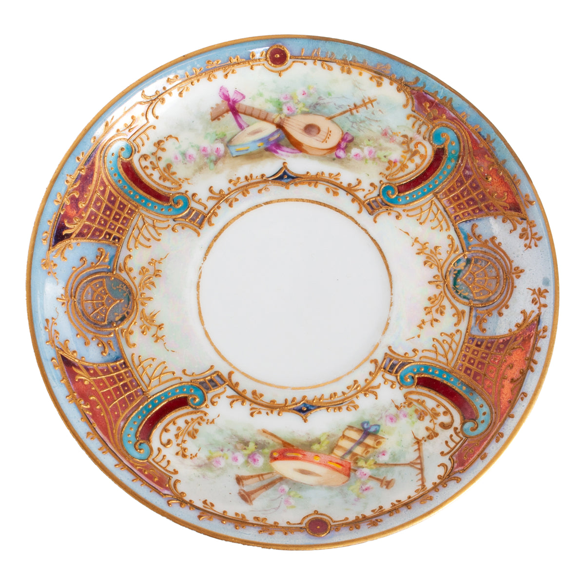 Antique French Sevres Handpainted & Gilded Porcelain Neoclassical 8 Piece Tete-a-Tete Tea Set 1900