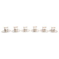 Antique Set of 6 Shelley China Demitasse Cups Saucers Sterling Silver Mappin Webb Birmingham 1919