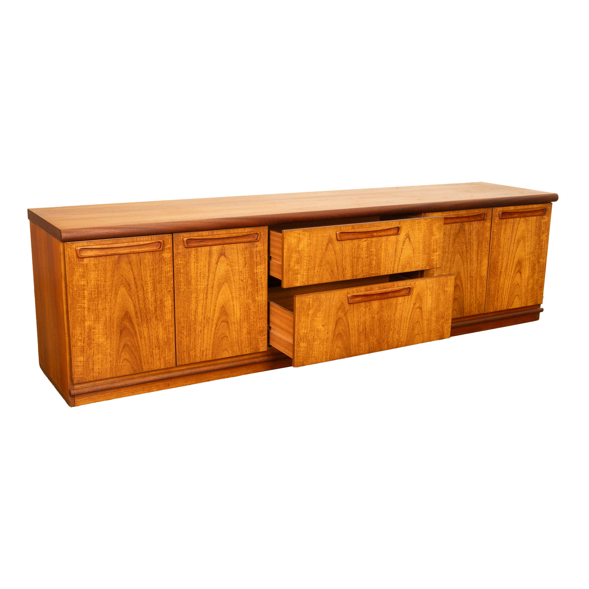 Vintage Mid Century Modern Danish Teak Credenza Sideboard Console Avalon 1960s