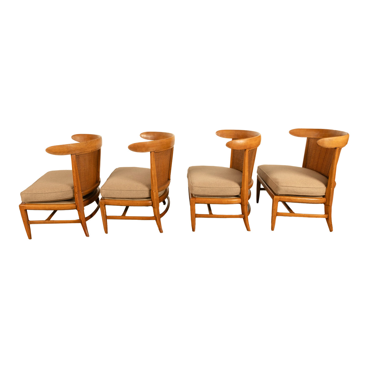Mid Century Modern 54" Coffee Table Set 4 Slipper Chairs Signed Tomlinson 1959