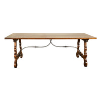 Antique 18th Century Spanish Walnut & Iron Dining Refectory Trestle Table 1780