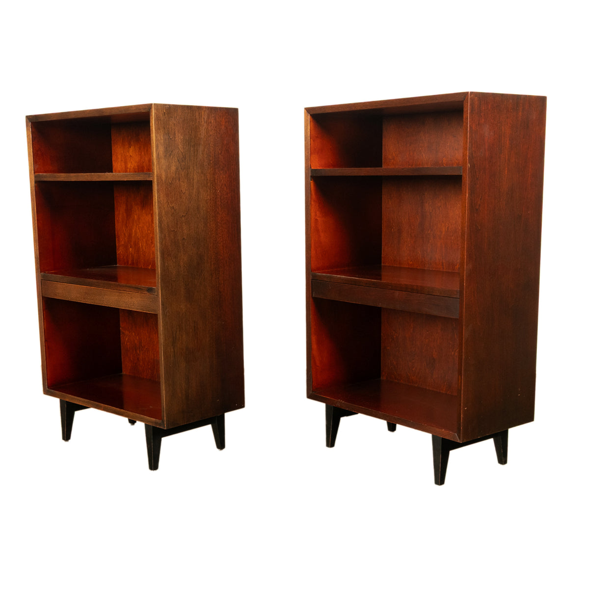 Pair American Modernist Walnut Nightstands George Nelson for Herman Miller 1955