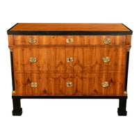 Antique Austrian Biedermeier Walnut Ebony Gilt Bronze Chest Drawers Commode 1820