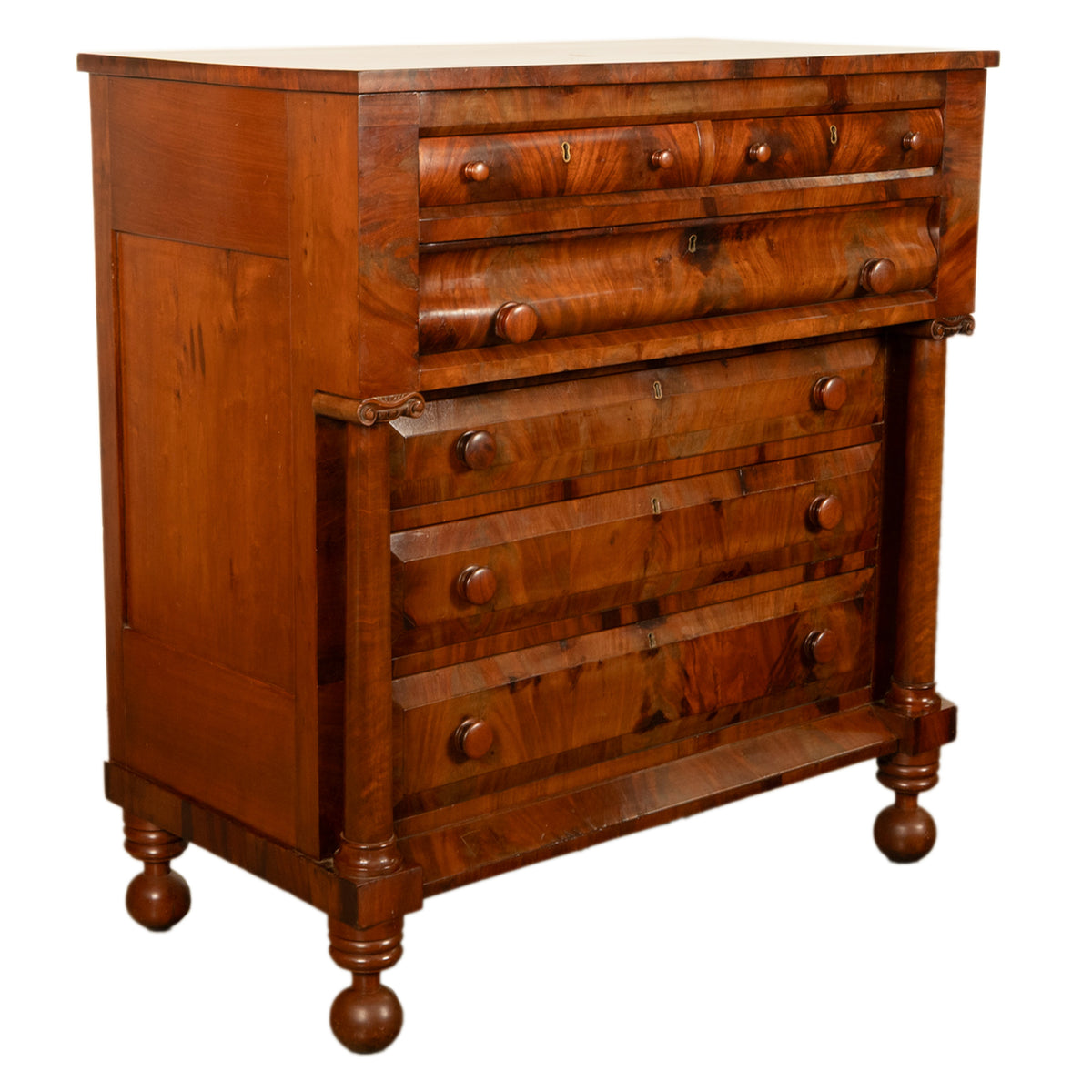 Antique American Classical Mahogany Chest Drawers Dresser Commode New York 1830