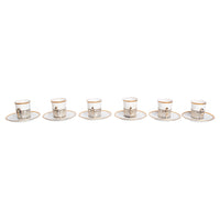 Antique Set of 6 Shelley China Demitasse Cups Saucers Sterling Silver Mappin Webb Birmingham 1919