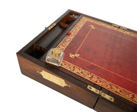 Fine Antique Regency Rosewood Inlaid Brass Campaign Writing Box Desk Slope 1830