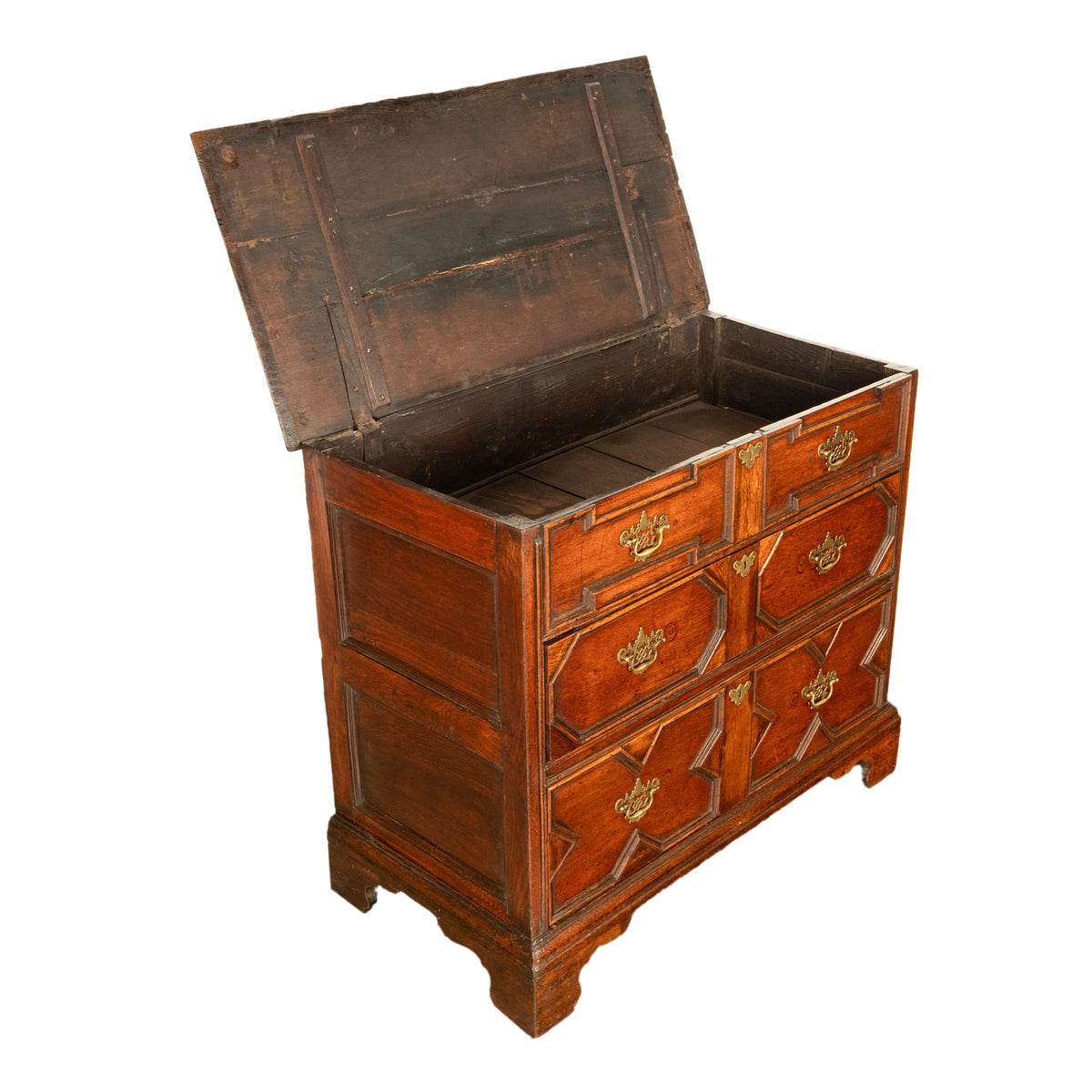 Antique 18th Century William & Mary Oak Geometric Mule Chest of Drawers 1700