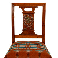 Pair Antique French Restauration His & Hers Greco-Roman Chairs Pendleton Fabric