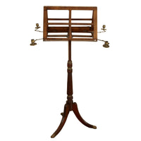 Antique Georgian Brass-Mounted Candle Sconces Mahogany Duet Music Stand 1790