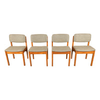 Mid Century Modern Danish Jens Risom Set 4 Teak Dining Chairs 1960 Newly Re-upholstered