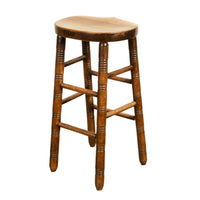Antique Set of Five Antique Arts & Crafts Turned Elm Bar Sadle Seat Stools 1900
