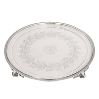 Antique Engraved Sterling Silver Tiffany & Co Footed Salver Tray New York 1870