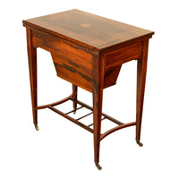 Antique Rosewood Regency Inlaid Chess Backgammon Cribbage Game Sewing Table 1890