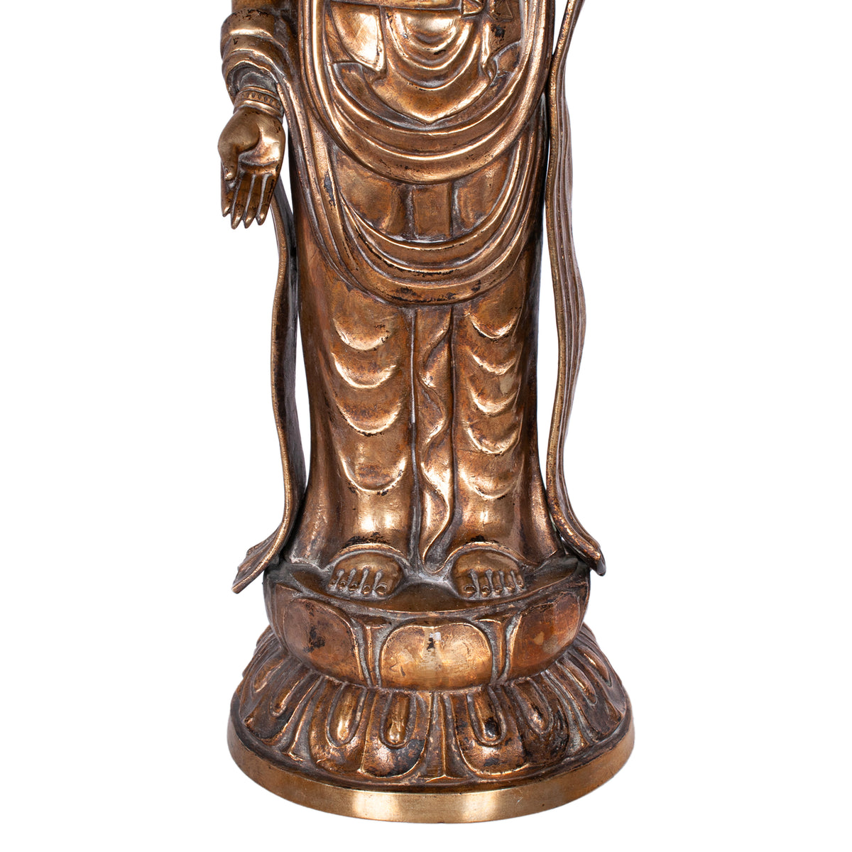 Antique 18th Century Japanese Edo Gilt Bronze Kannon Buddha Statue Figure 1750