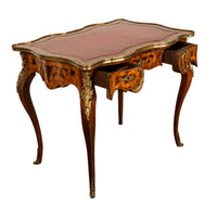 Antique French Louis XV Ormolu Rosewood Marquetry Partner's Writing Table Desk 1860