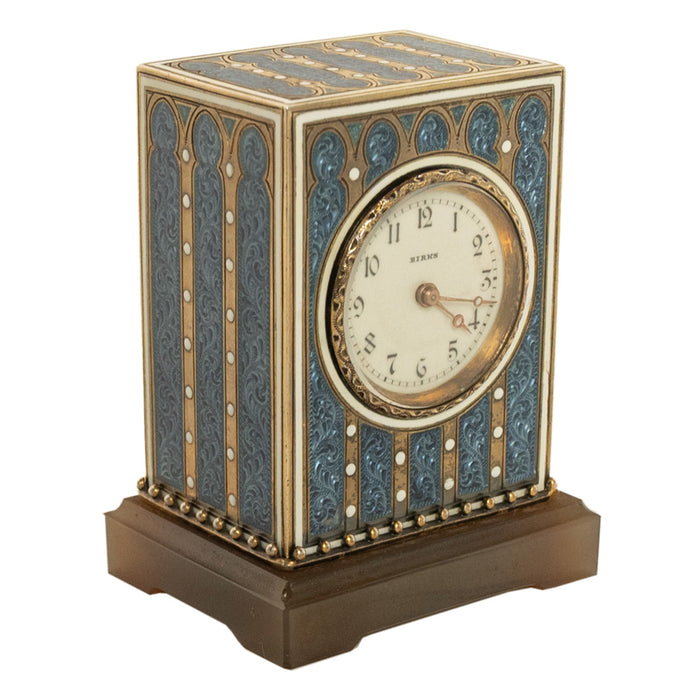 Antique Swiss Miniature Silver Gilt & Enamel Art Nouveau Carriage Clock 1910