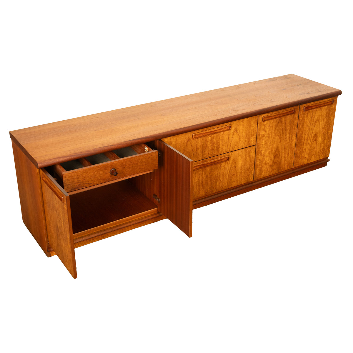 Vintage Mid Century Modern Danish Teak Credenza Sideboard Console Avalon 1960s