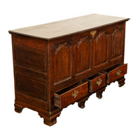 Antique Early Georgian Large 4 Panel 3 Drawer Hinged Top Mule Chest Coffer 1740
