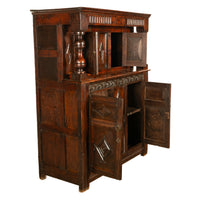 Antique English 17th Century Jacobean Charles I Carved Oak Court Cupboard Cabinet 1630