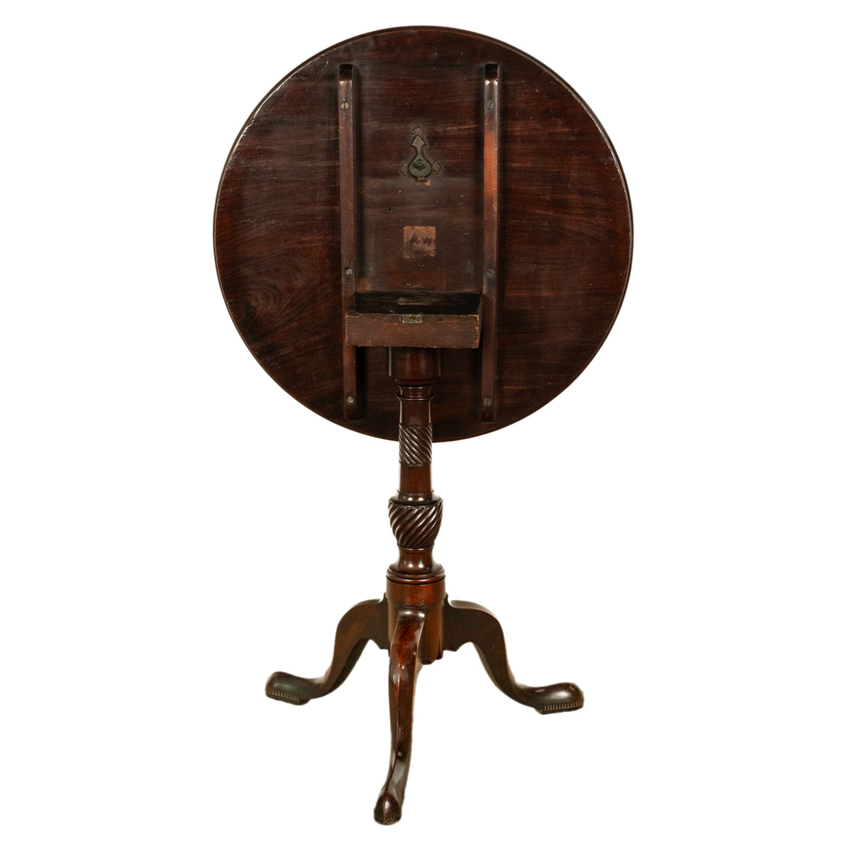 Antique American Carved Chippendale Mahogany Tilt-Top Table Candlestand Philadelphia 1770