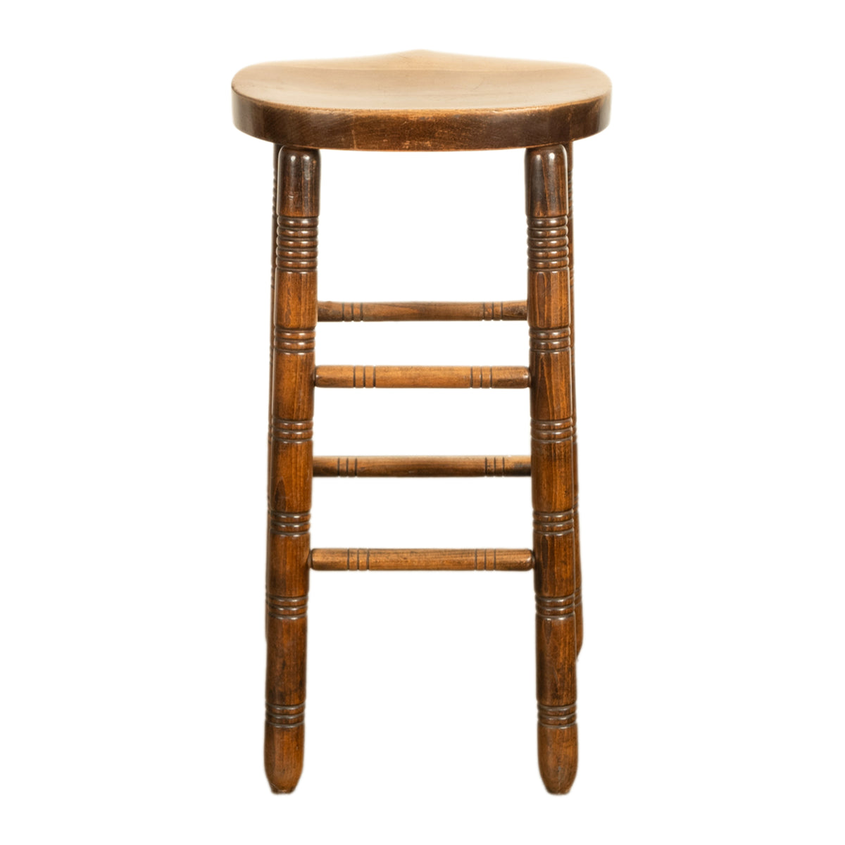 Antique Set of Five Antique Arts & Crafts Turned Elm Bar Sadle Seat Stools 1900