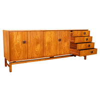 Original Danish Mid Century Modern Teak Credenza Sideboard Cabinet 6' Long 1960