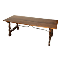 Antique 18th Century Spanish Walnut & Iron Dining Refectory Trestle Table 1780